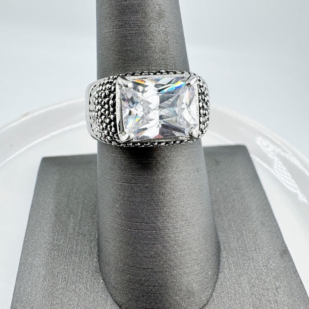 Vintage Textured Rectangle Statement Ring Chunky … - image 5